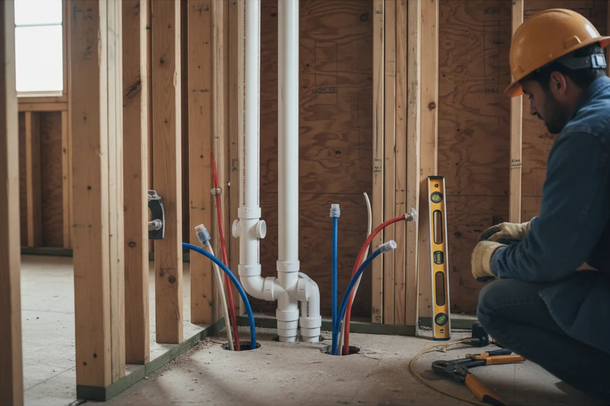 Drain and supply rough-in during Drain Cleaning in Newsoms